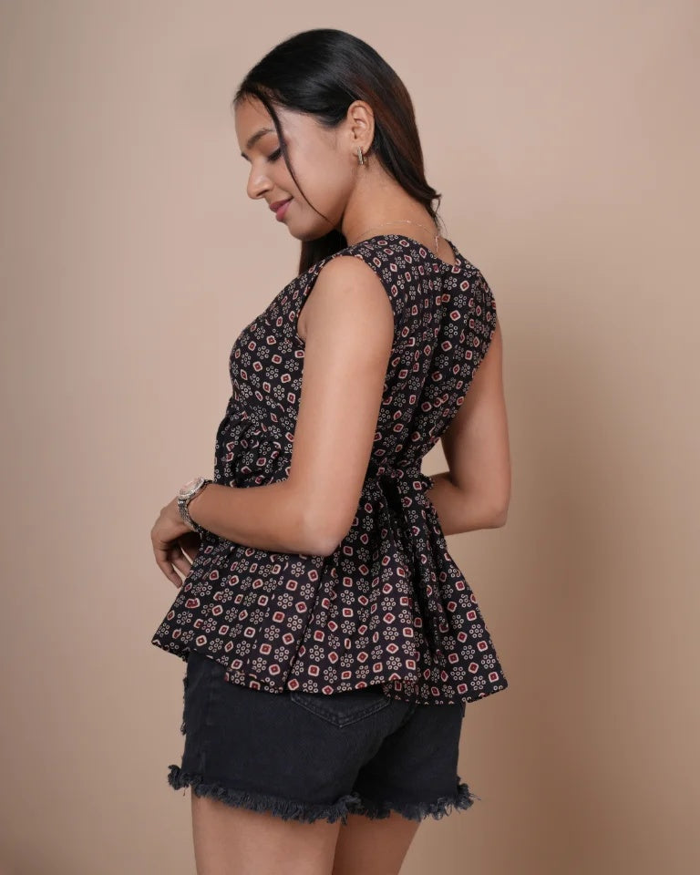 Siara Hand Block Ajrak Cotton Peplum
