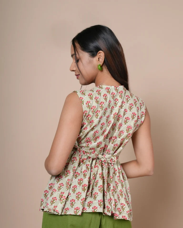 Kaarigar Kantha Print Peplum Top â€“ Back View