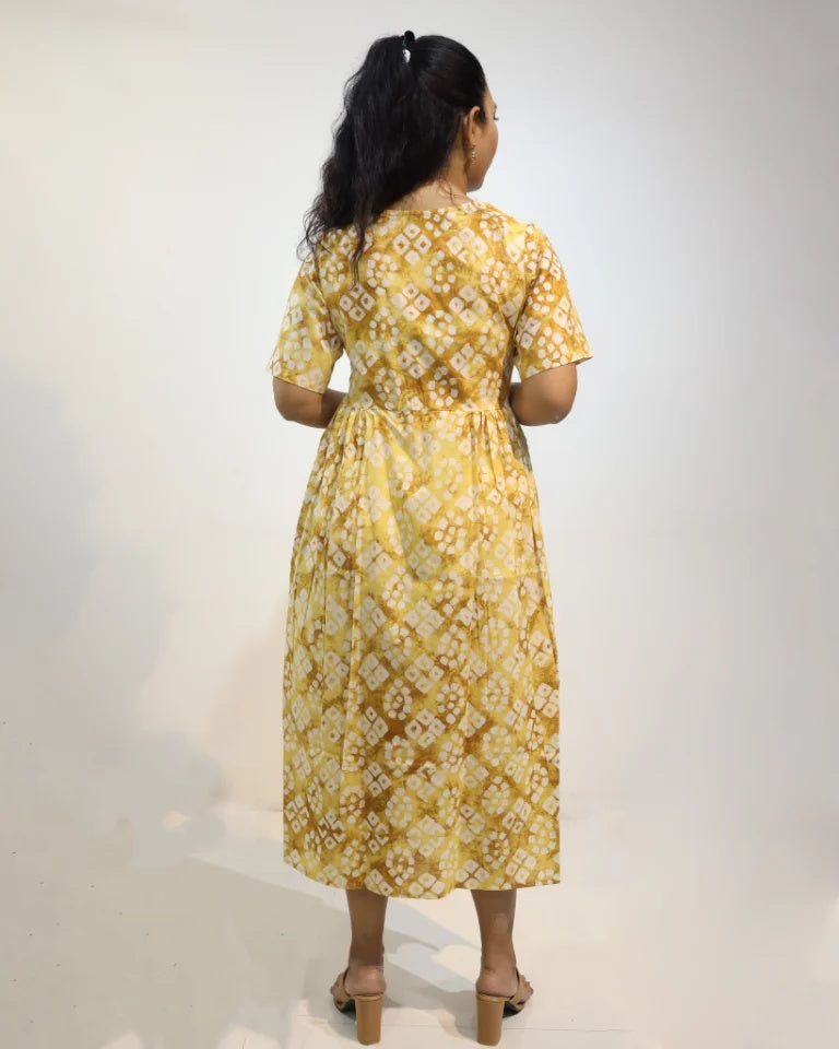 Fluera Hand Block Batik Cotton Dress