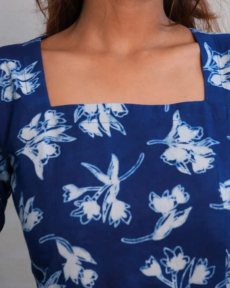 Miraya Hand Block Indigo Cotton Corset