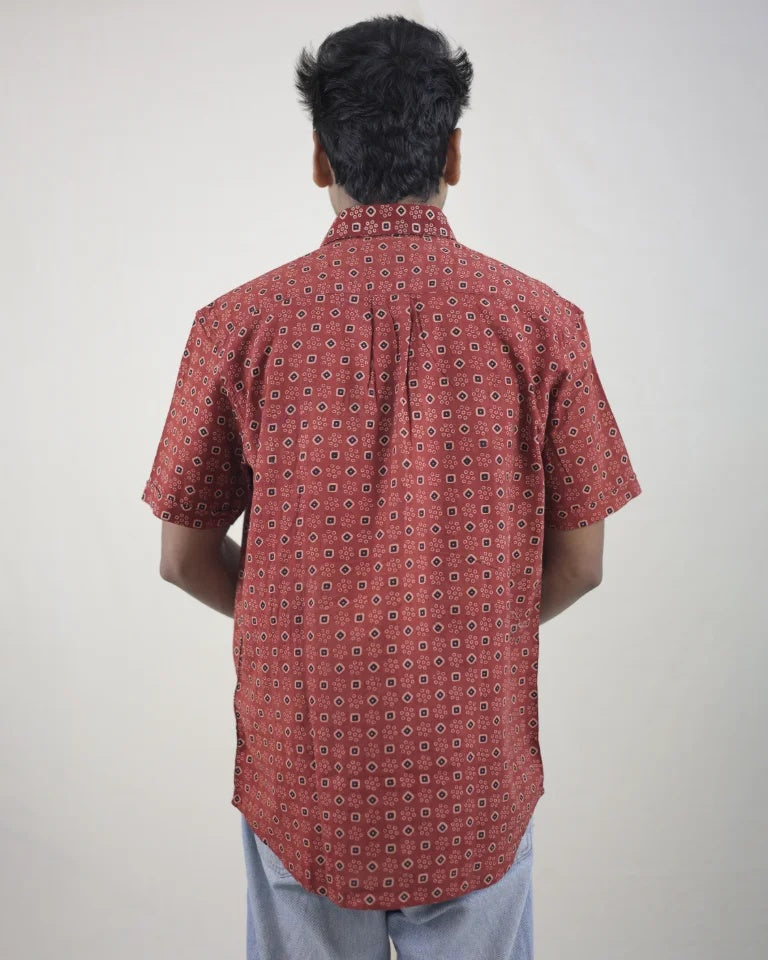 Niram Hand Block Ajrak Cotton Shirt