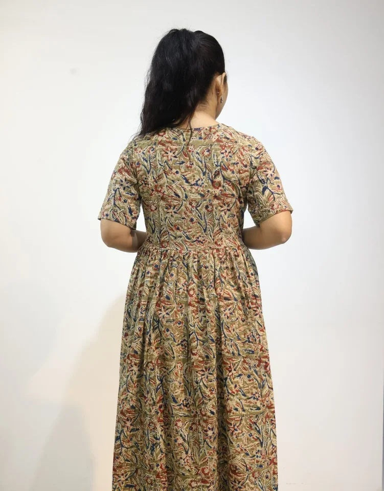 Fluera Hand Block Kalamkari Cotton Dress