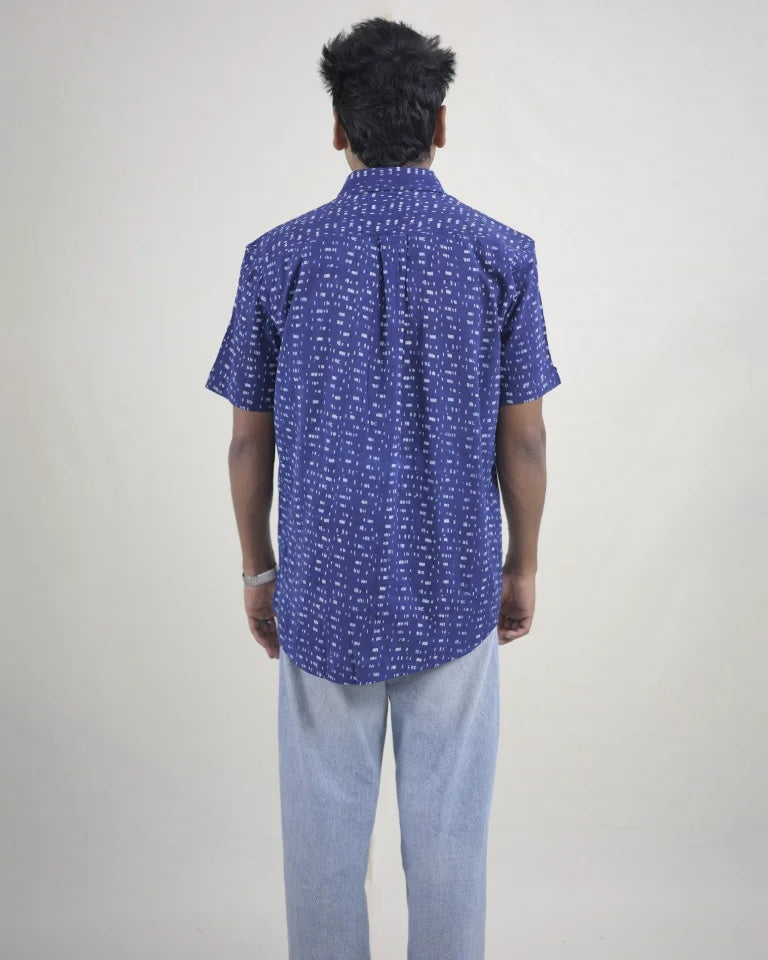 Niran Hand Block Indigo Cotton Shirt
