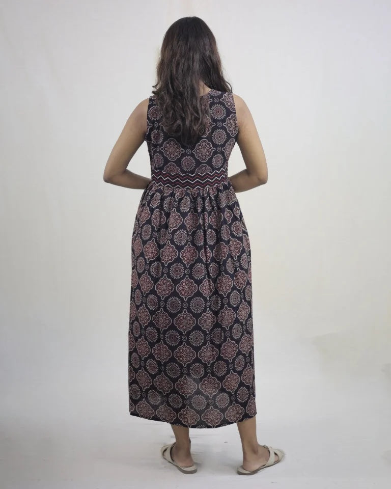 Avira Hand Block Ajrak Cotton Dress