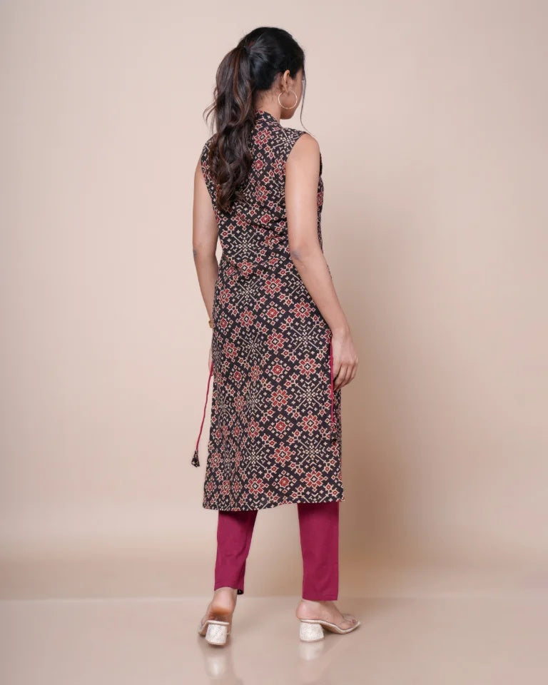 Kaarigar Ajrakh Kurti â€“ Back View