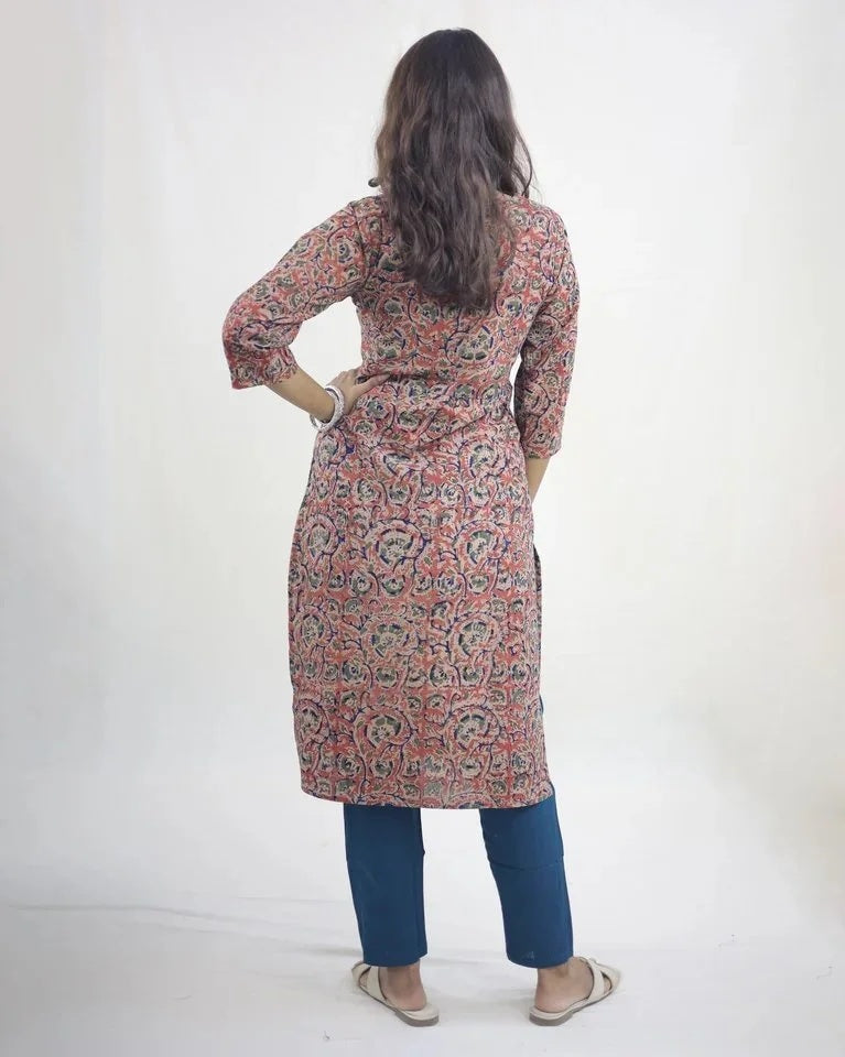 Elaaya Hand Block Kalamkari Cotton Kurti