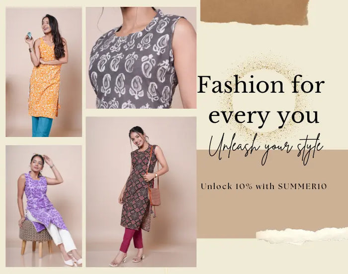Pure Cotton Handblock Print Kurtis & Dresses for Women – Modern Everyday Wear India